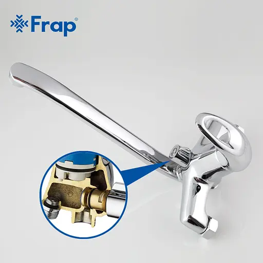 F2203 Змішувач для ванни довгий пл. вигнутий гусак Ø40 Frap 1/10 Хром - фото 5