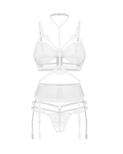 Комплект білизни Obsessive Premisis, L/XL (білий) - фото 2