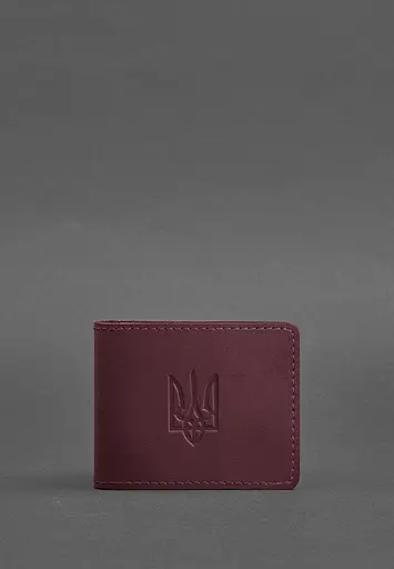 Кожаная обложка для удостоверения с гербом, бордовый Crazy Horse - фото 2