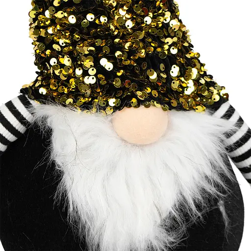 Новогодняя мягкая игрушка BonaDi Гном 36см с пайетками Декоративная фигурка Черная - фото 4