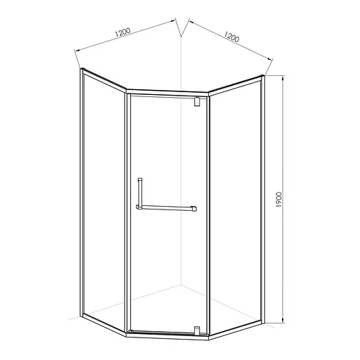 Душевая кабина п пятиугольная RJ 120x120 распашная прозрачное стекло 8 мм с покрытием Nano с ПВХ-подиумом графит K1009-1006, Графит, прозрачный, графит - фото 2