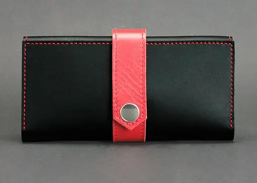 Кожаное женское портмоне 3.0 черное с красным. - фото 1