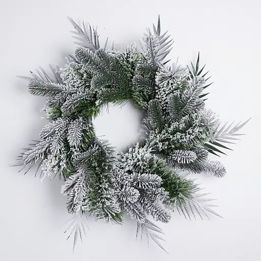 Штучний різдвяний вінок засніжений Lugi TD-VINSN Святковий 60 см  - фото 3