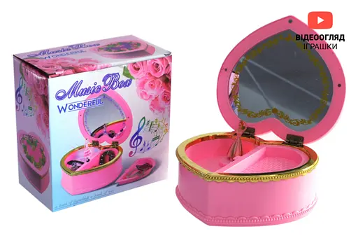 Музична скринька з дзеркальцем, 17x9.5x17.5 см