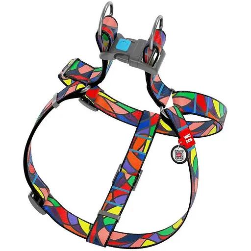 Шлея для собак Waudog Nylon з QR паспортом, малюнок "Вітраж", пластиковий фастекс - фото 2