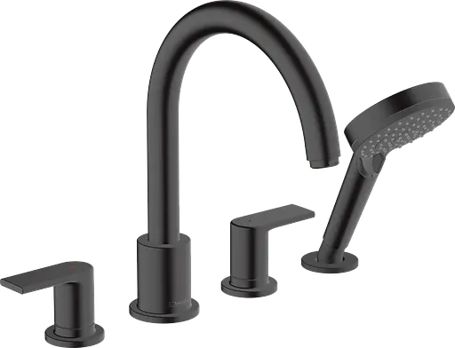 Смеситель для ванны Hansgrohe Vernis Shape на 4 отверстия Matt Black 71459670 Черный матовый - фото 1