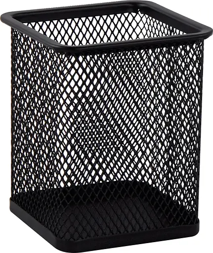 Подставка для ручек квадратная, металлическая, черная