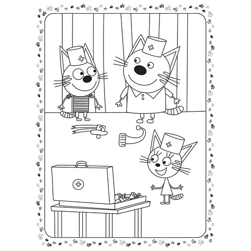 Раскраска для детей Три кота Игра в доктора 1163011 цветной штрих - фото 4