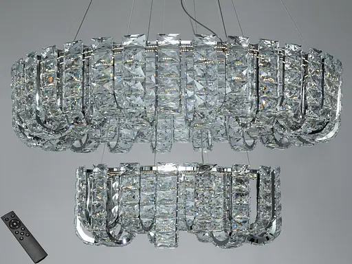 Светодиодная люстра подвесная 2 кольца золото 86 Вт - фото 1