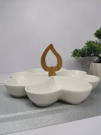 Менажниця Interos порцелянова 4 секційна 29 см біла (PJ02910) - фото 2