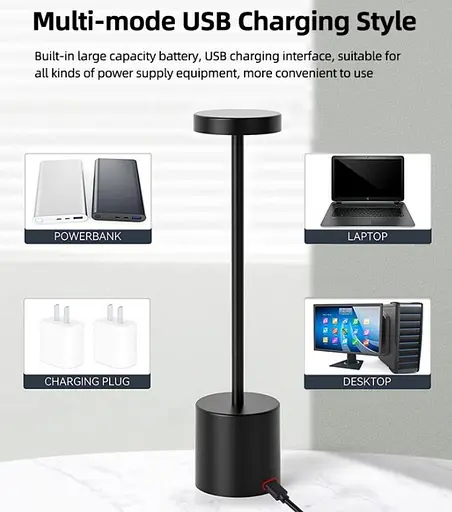 Настольная лампа с аккумулятором KLOODI DECO TA-5V UNO CCT BK - фото 2