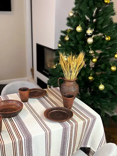 Лляна скатертина різдвяна з українським орнаментом Промінь 300х150 см - фото 4