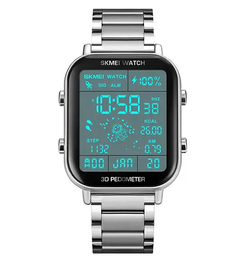 Чоловічий наручний годинник Skmei 1888 asponaut фітнес трекер (Сріблясті) - фото 2