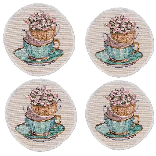 Набор салфеток под чашку Прованс Очарование d=11 см 4 шт. (44342) - фото 1