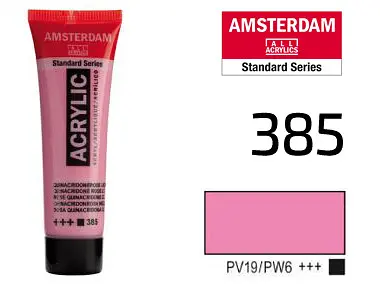 Фарба акрилова Amsterdam 385, Хінакрідон рожевий світлий 20 мл - фото 2