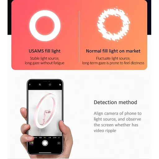 Підставка стійка з кільцевою лампою Usams US-ZB120 Stretchable foldable holdder fill light 168 см білий - фото 4