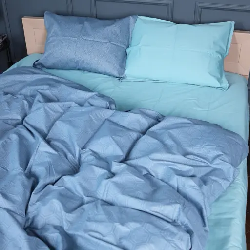 Простирадло MirSon Сатин 22-1384 Geometric Green Waves 220x240 см (2200010472332) - фото 2