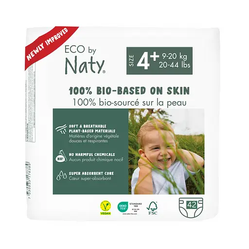 Еко підгузки розмір 4+ 9-20 кг., 42 шт. ECO BY NATY