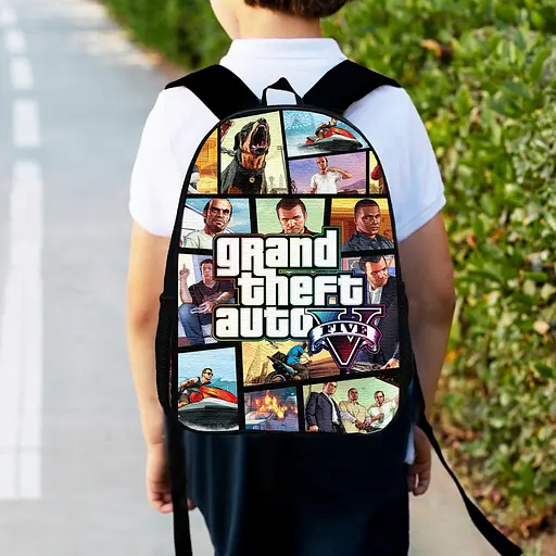 Рюкзак детский GTA "Grand Theft Auto" 34х27см, городской ранец для мальчика с принтом (00442)