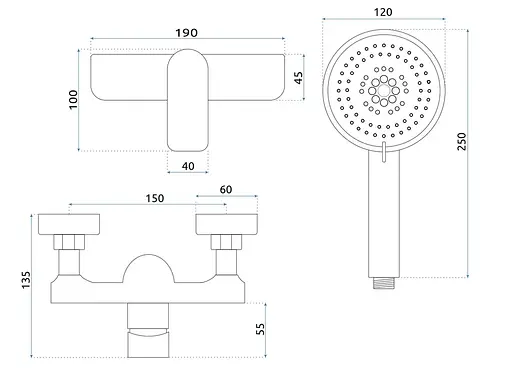 Смеситель для душа Rea Dart gold REA-B5653 Золотой - фото 4
