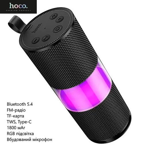 Бездротова портативна колонка Hoco HC29 halo sports BT speaker чорна - фото 4