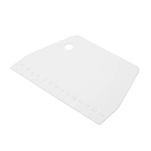 Шпатель трапецієподібний різак для тіста, скребок дільник тіста кулінарний з лінійкою на 14 см, Kitchette Білий 85944 - фото 1