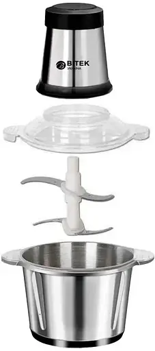 Подрібнювач кухонний Bitek BT-7019 блендер комбайн з чашею з нержавіючої сталі чоппер 2 л 1000 Вт - фото 3