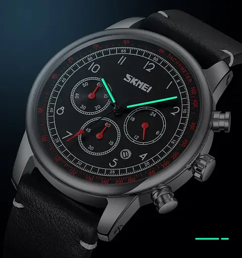 Часы наручные классические Skmei 9318 (Черный с черным циферблатом) - фото 5
