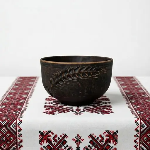 Салатник з червоної глини 700мл Колосок молочена кераміка Український глиняний посуд - фото 2