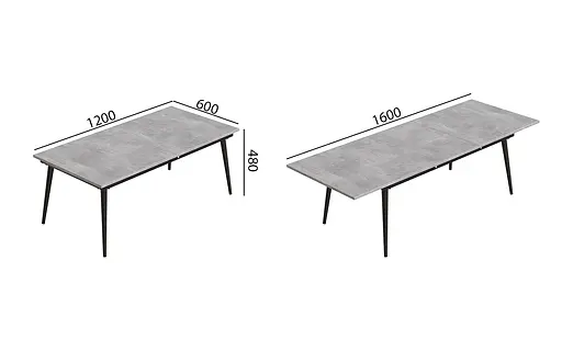 Стіл журнальний трансформер Dandi Small Ferrum-decor 45x120(160)x60 Чорний метал ДСП Бетон 16 мм (FRD-106785) - фото 5