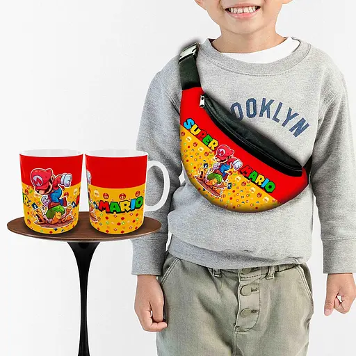 Подарунковий набір: Сумка-бананка + Кружка Супер Маріо, дитячий, для хлопчика (00239)