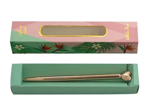 Ручка шариковая подарочная Сердце, розовое золото, синее чернило, поворотная, WB160