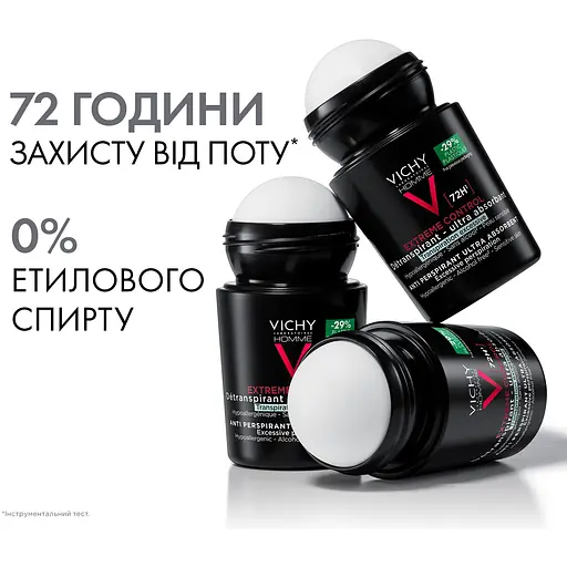 Дезодорант-антиперспірант для чоловіків Vichy Homme кульковий екстрасильної дії 50 мл (M6633420) - фото 3