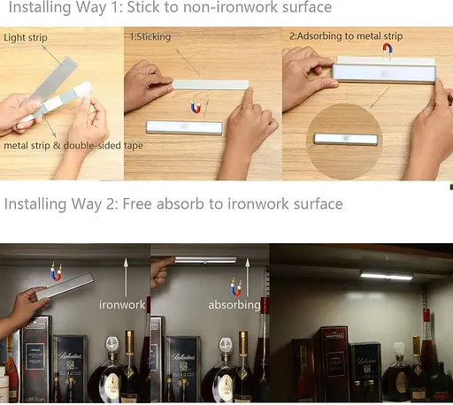 Світлодіодна магнітна лампа з датчиком руху Moston 3 шт. USB - фото 4