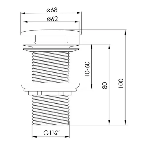 Донний клапан click-clack з чорною керамічною кришкою, латунь, 1 1/4 Volle 90-00-77Bl, Чорний - фото 2