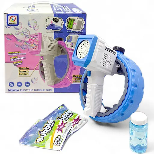 Пістолет з мильними бульбашками 777-30 A підсвічування, концентрат, мильний розчин, на батарейках, в коробці (6980590190128) Синій - фото 2