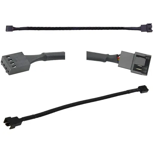 Кабель-удлинитель для кулера 4pin M/F 0.27 м оплетка черный - фото 1