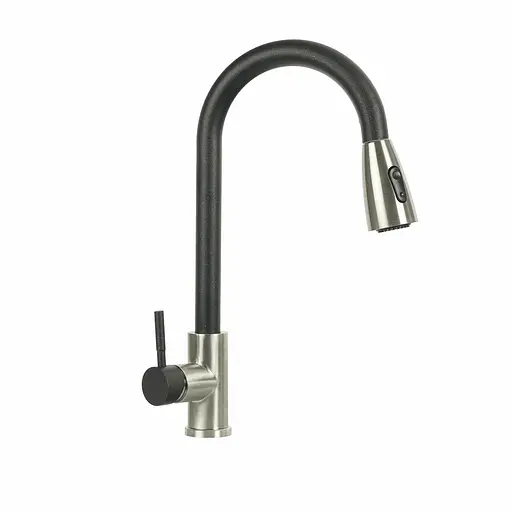 Смеситель для кухни с выдвижным изливом Platinum KT 8203 (8614) черный металлик комби Черный - фото 1