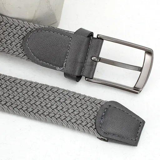 Ремень резинка мужской JK-35004 (110 см) светло-серый плетеный - фото 3