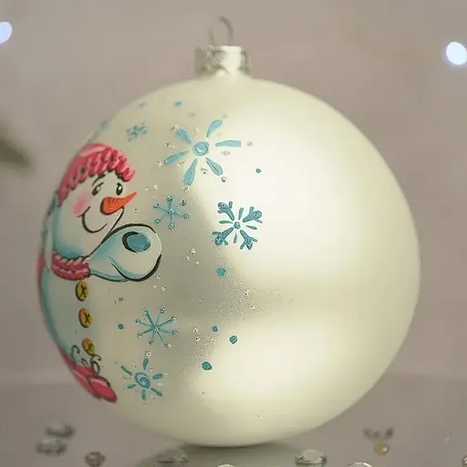 Ялинкова прикраса Санта Шоп Сніговик з крижинками скло (4820001154252) - фото 2