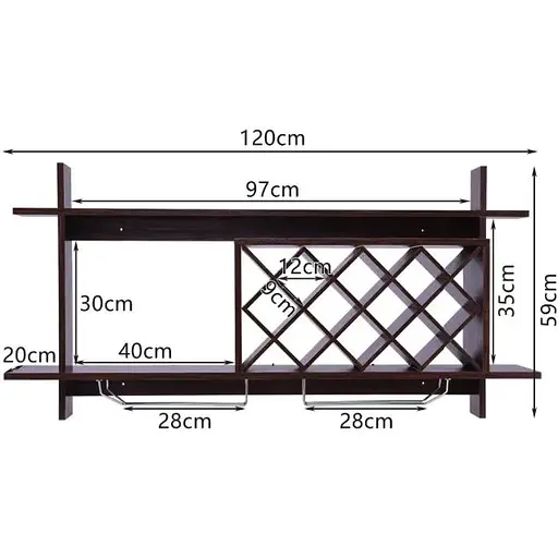 Настінна винна стійка Costway Kasta у стилі Loft - фото 4