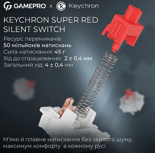 Клавиатура игровая механическая GamePro MK-285-BL Asgard Ragnar Keychron Super Red Switch Bluetooth 5.2/2.4 ГГц/USB Blue - фото 7