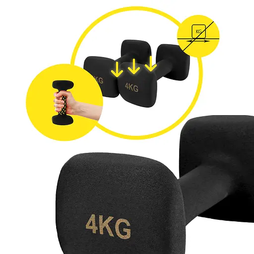 Гантелі вінілові Cornix Square 2 x 4 кг XR-0409 Black - фото 6