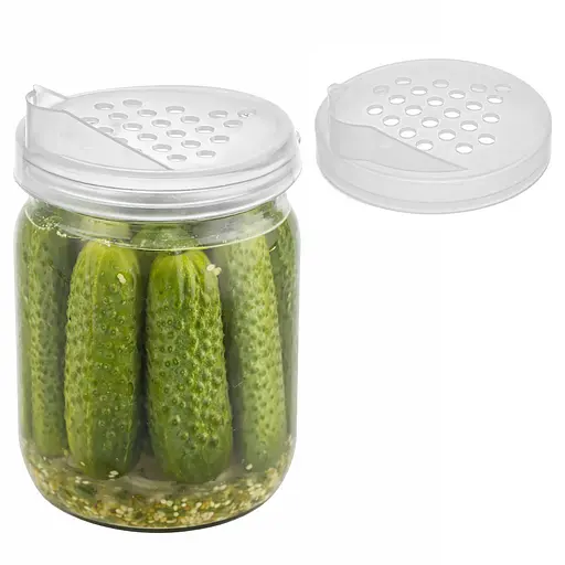 Крышка-дуршлаг полиэтиленовая на банку сливная для слива рассола, маринада, компота из банки Белый 87996 - фото 2