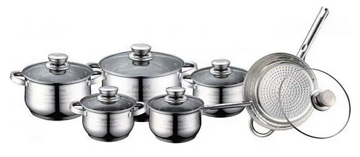 Набір каструль з кришками та сковородою Royalty Line RL-1231, 12 предметів - фото 3