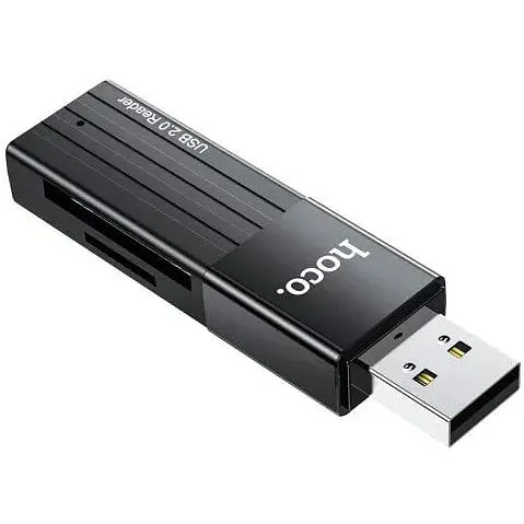 Картридер Hoco HB20 Mindful 2 в 1 USB 2.0 черный
