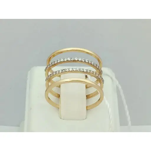 Золоте незамкнене кільце Родинні коштовності з фіанітами. 111675 18 - фото 3