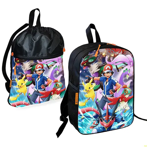 Шкільний рюкзак дитячий Покемон Пікачу + Сумка для взуття спортивної форми рюкзак-мішок для хлопчика (01796)