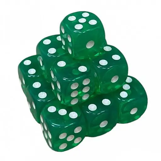 Настольная игра Games 7 Days Кубик D6 прозрачный с точками (зеленый) , 1 шт. (g7dtransd6dotsdgreen) - фото 1