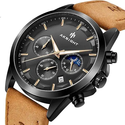 Годинник AKNIGHT чоловічий, хронограф, водонепроникний, з нержавіючої сталі - фото 2